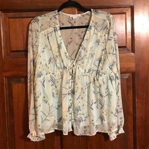 Floral Vneck Babydoll Blouse